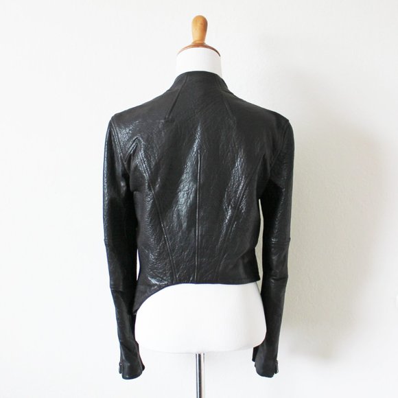 Helmut Lang Blister Leather Dark Brown Asymmetrical Jacket Petite or X-Small - Picture 5 of 16